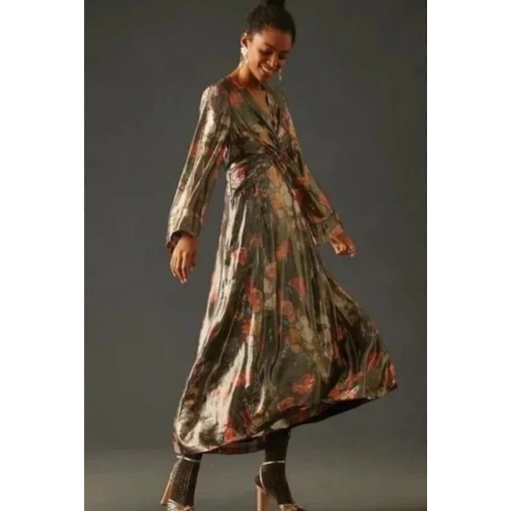 Anthropologie Caballero Dress Deep V-Neck Maxi Dress NWT Sz. S